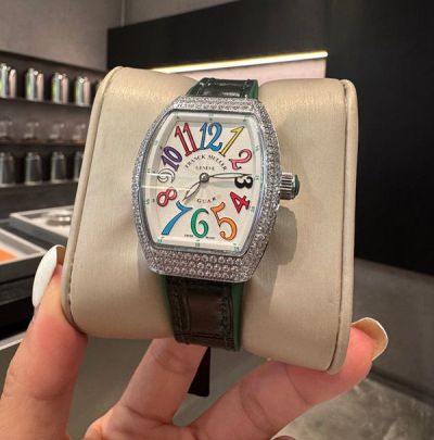 Franck Muller Cintree Curvex V32 Imported Quartz Movement 32*42mm Green Band Watch